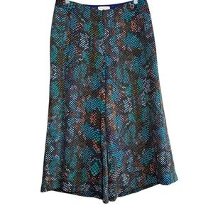 Anthropologie Snakeskin Printed Wide Essential Culotte Cropped Trousers Size 6